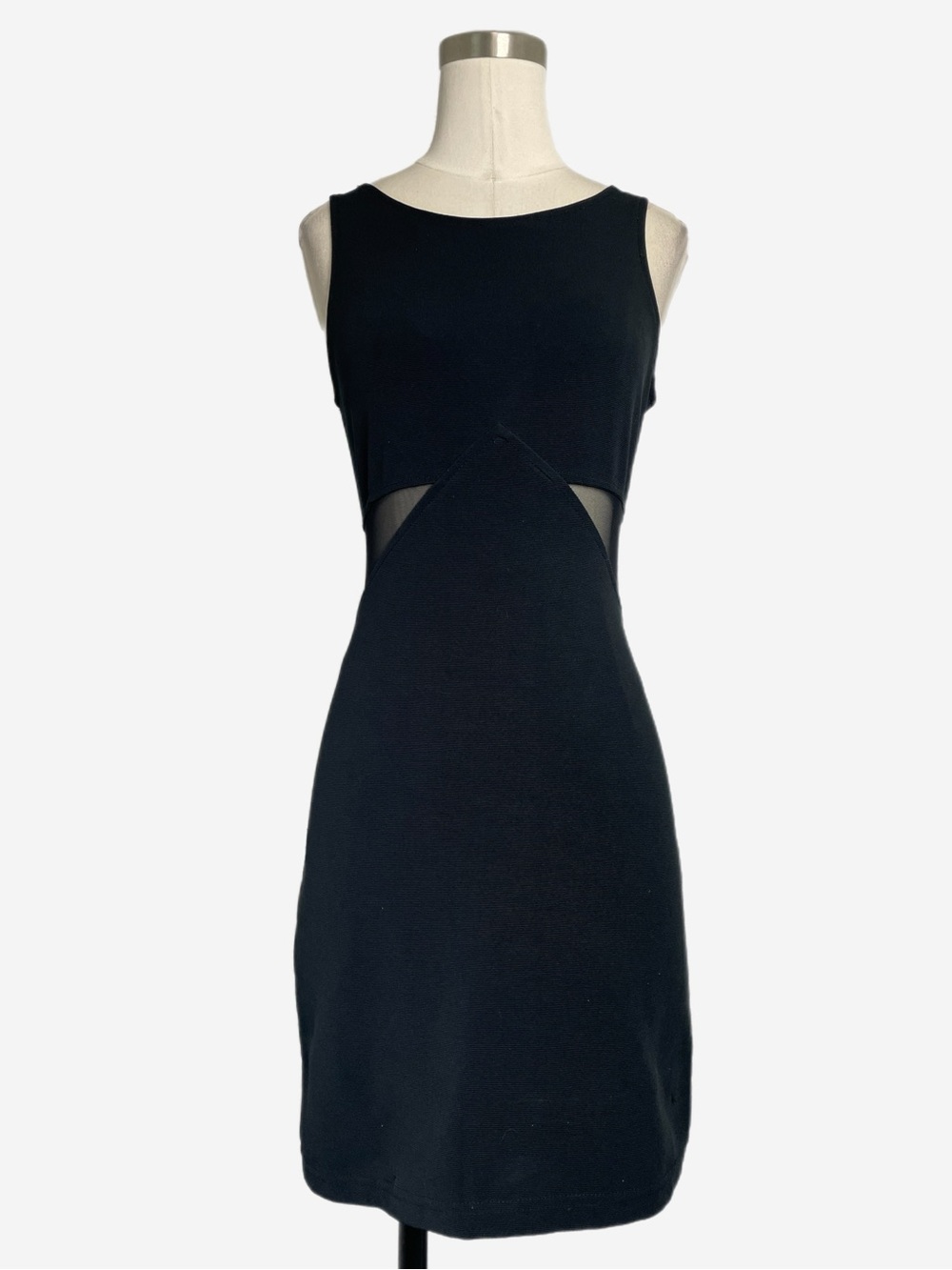 Vintage 90s All That Jazz black ribbed sheer mesh paneled stretch mini dress XS